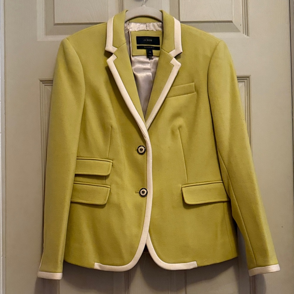 J. Crew Women's Mustard Blazer with Cream Trim